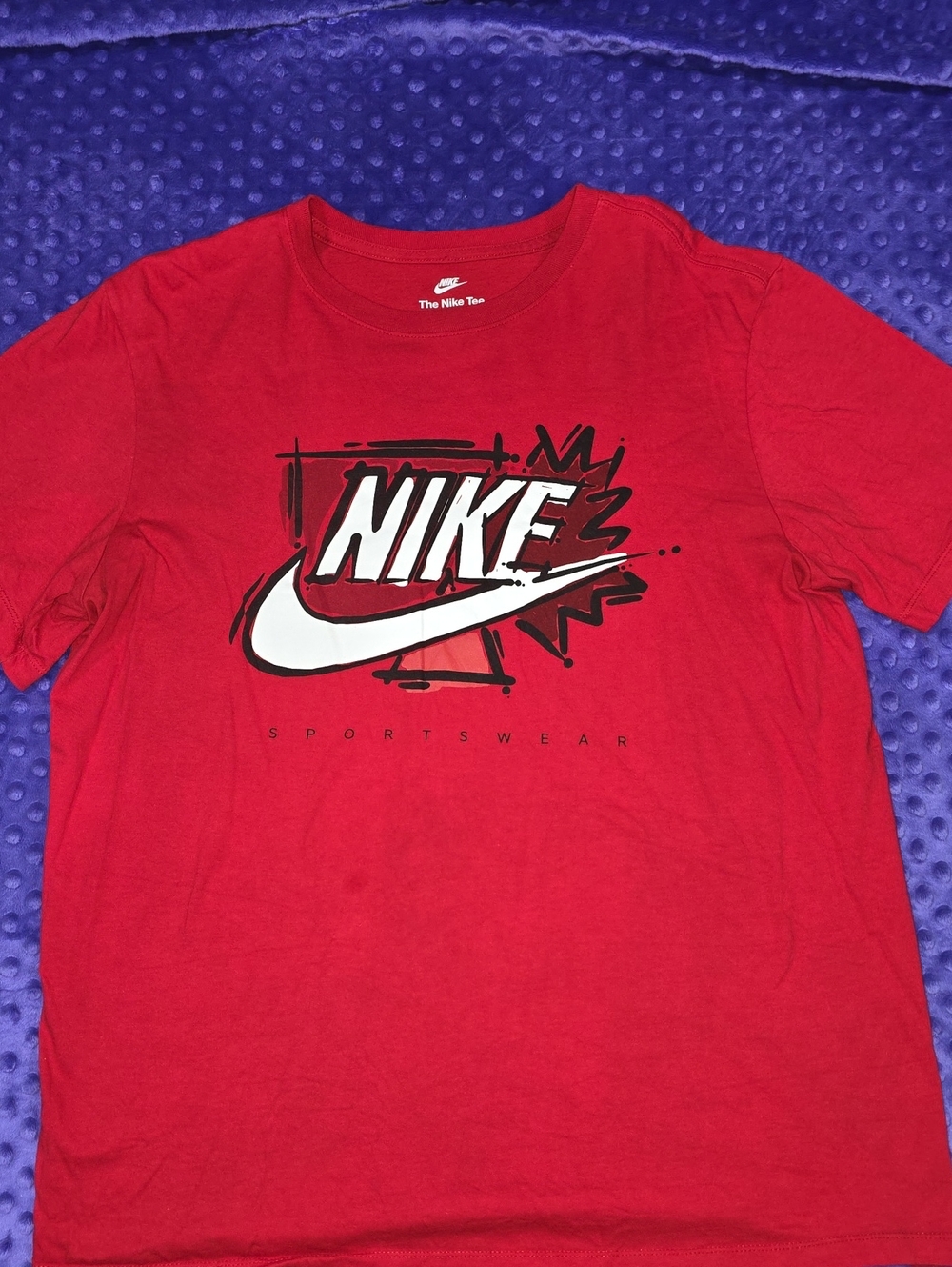 Nike Red Short Sleeve Tee with White & Black Graphic